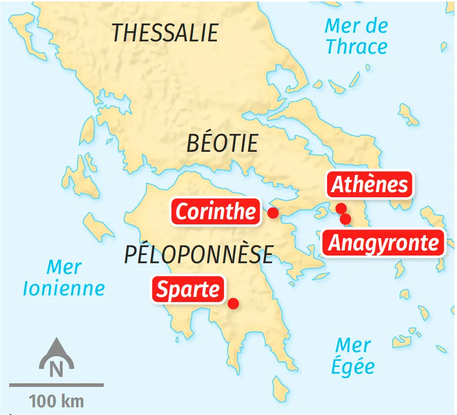 Carte des cités grecques au Ve siècle av. J.-C.