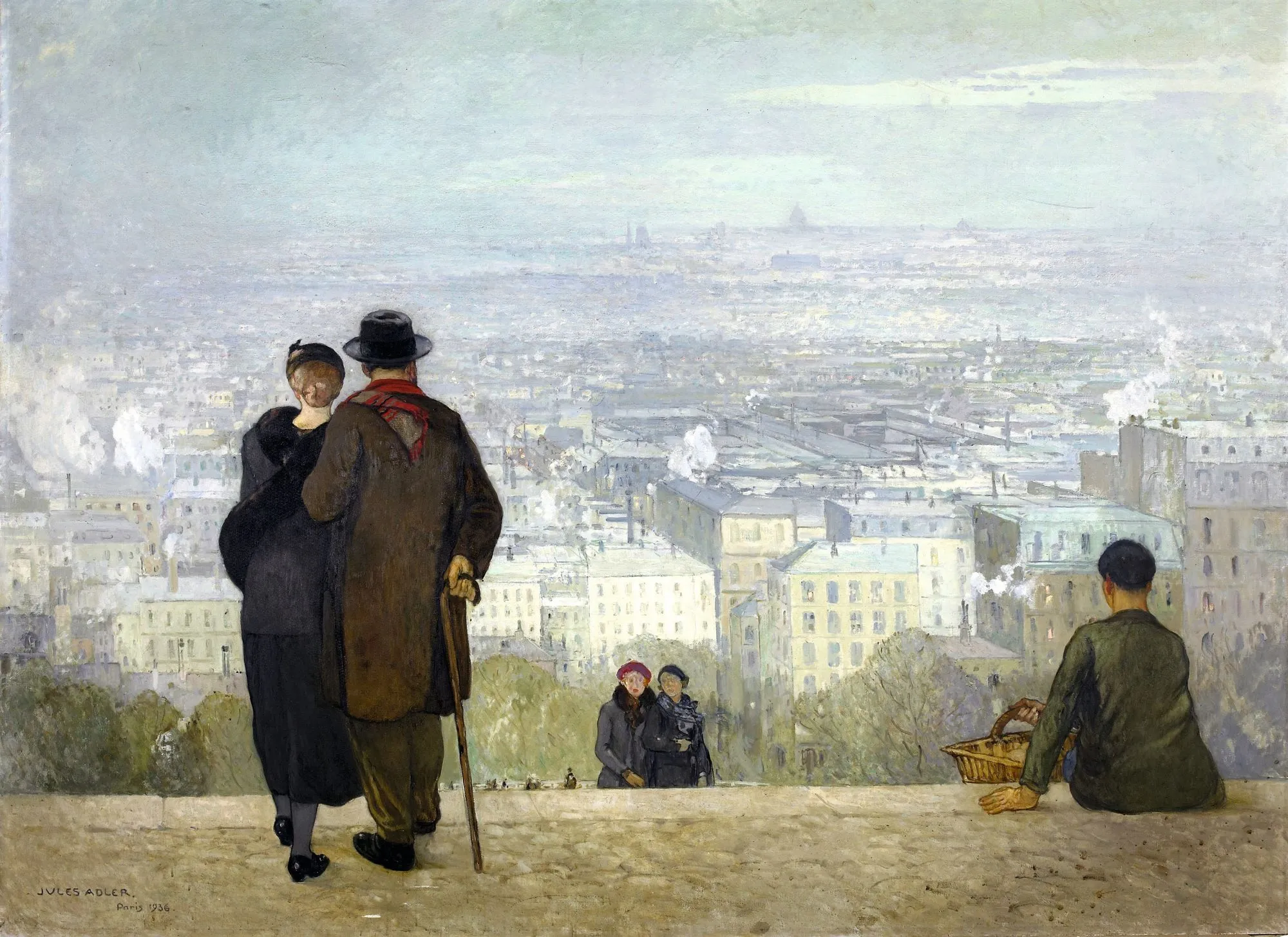 Jules Adler, Paris vu du Sacré-Cœur, huile sur toile, 1936, 200 × 275 cm, musée des Beaux-Arts de Dole.