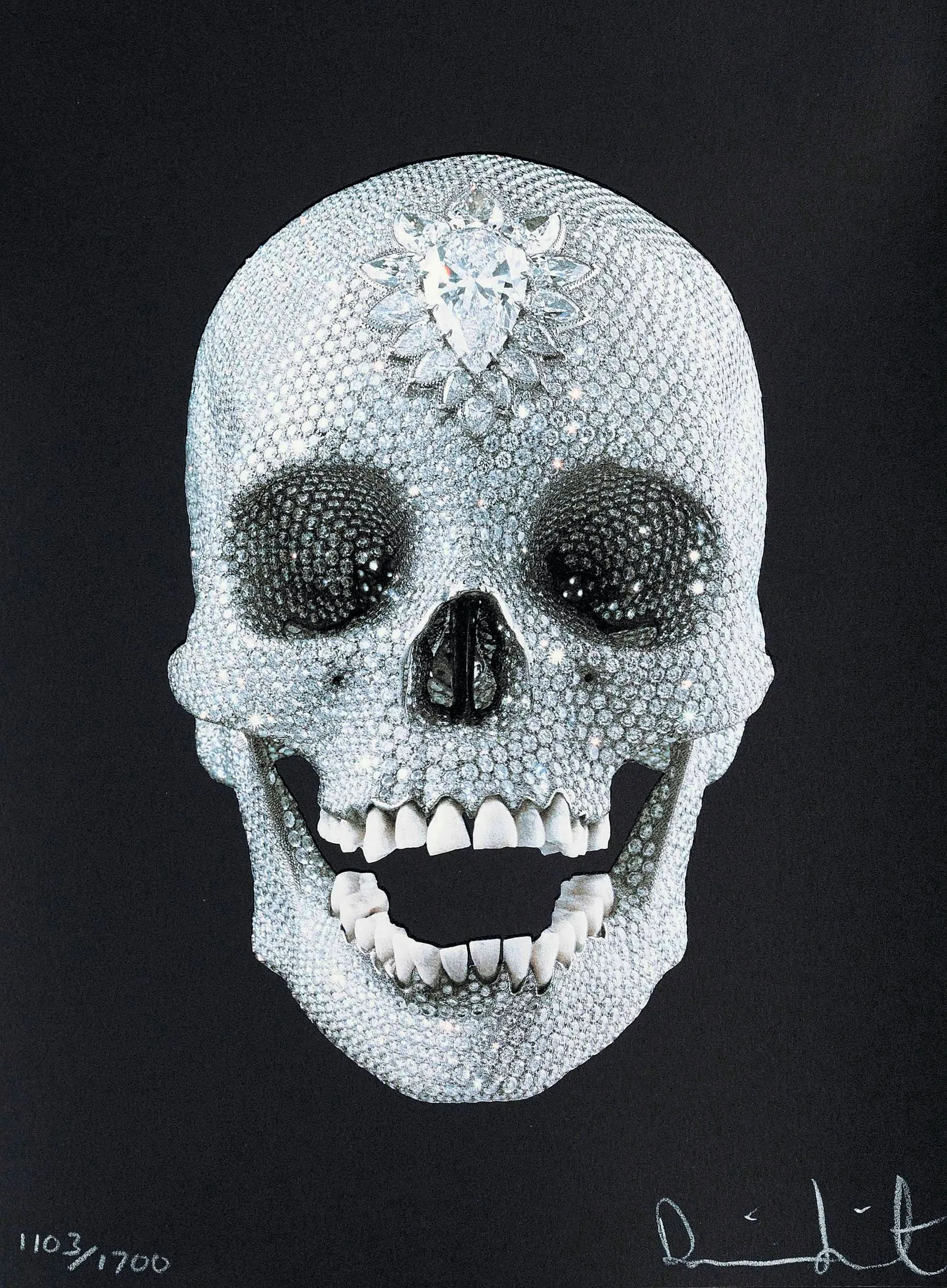 Damien Hirst, For the love of god, 2007, réplique d'un crâne humain, incrusté de diamants.