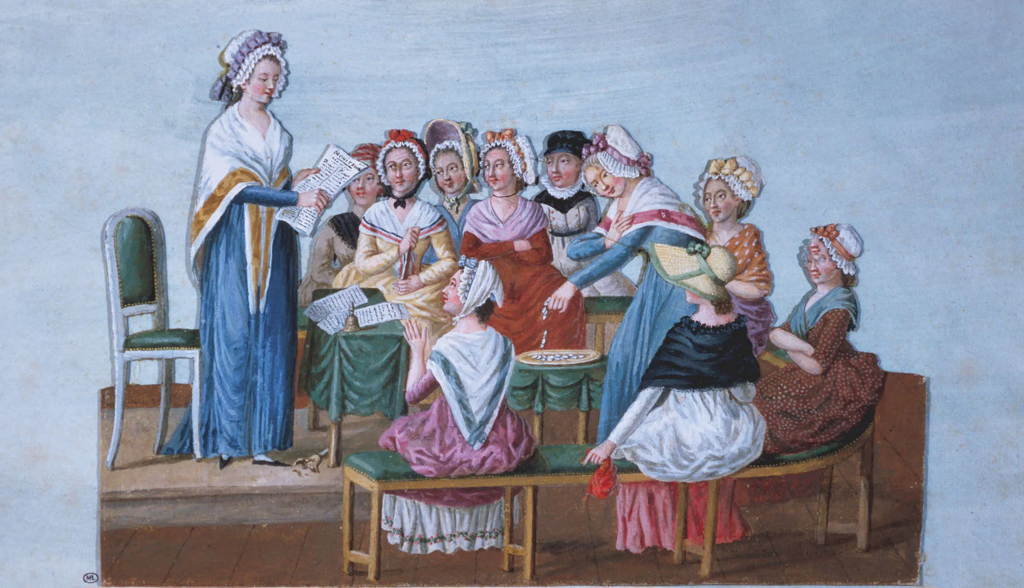 Jean-Baptiste Lesueur, Club patriotique de femmes, 1791, gouache, musée Carnavalet, Paris.