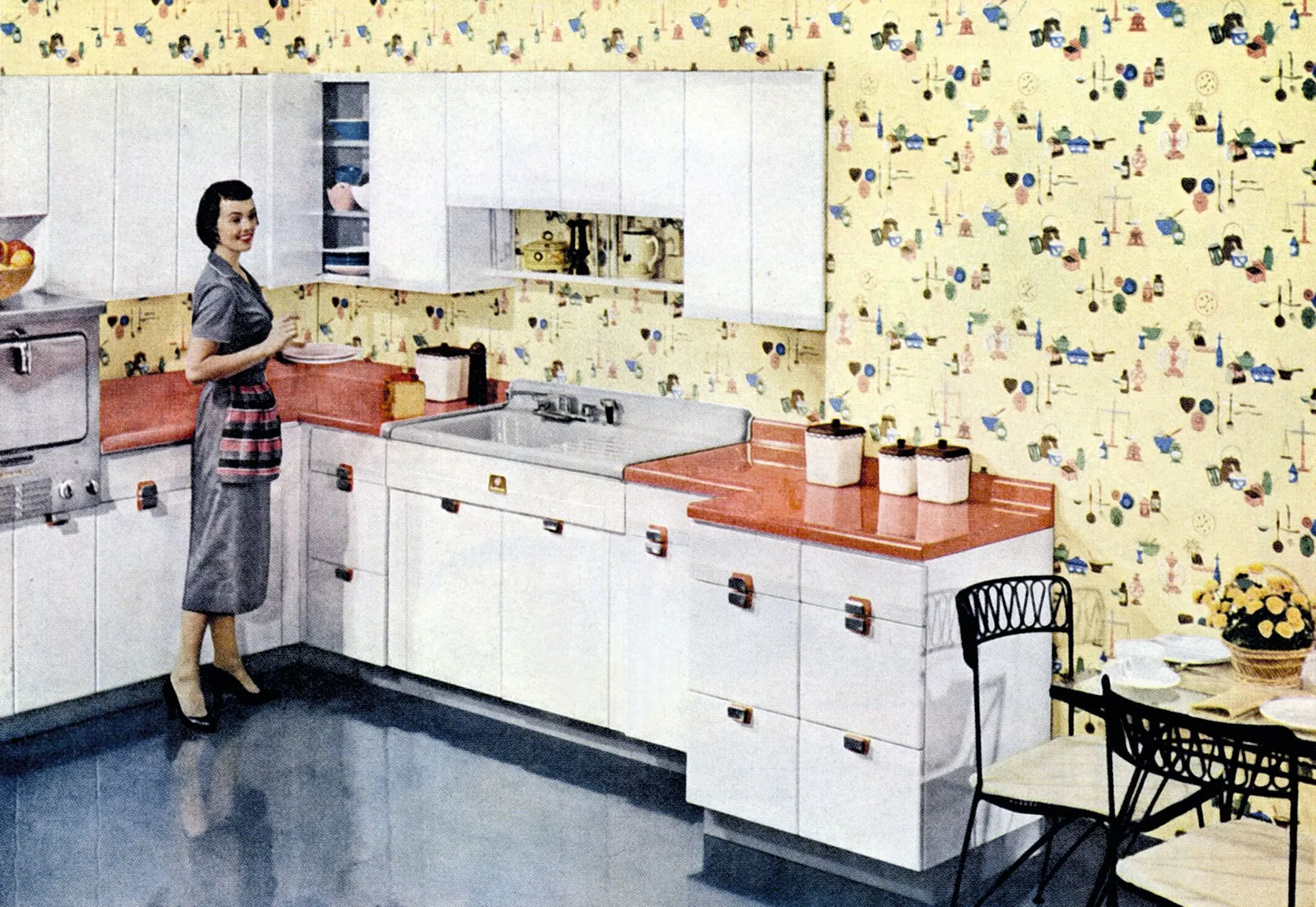 Publicité pour les cuisines American
Standard et les revêtements muraux
anti-salissures Glendura avril 1956