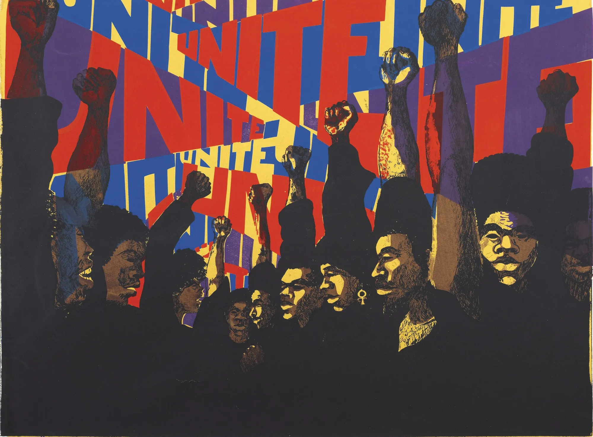 Barbara Jones-Hogu, Unite (AfriCOBRA), 1971, lithographie, The Art Institute of Chicago, États-Unis.