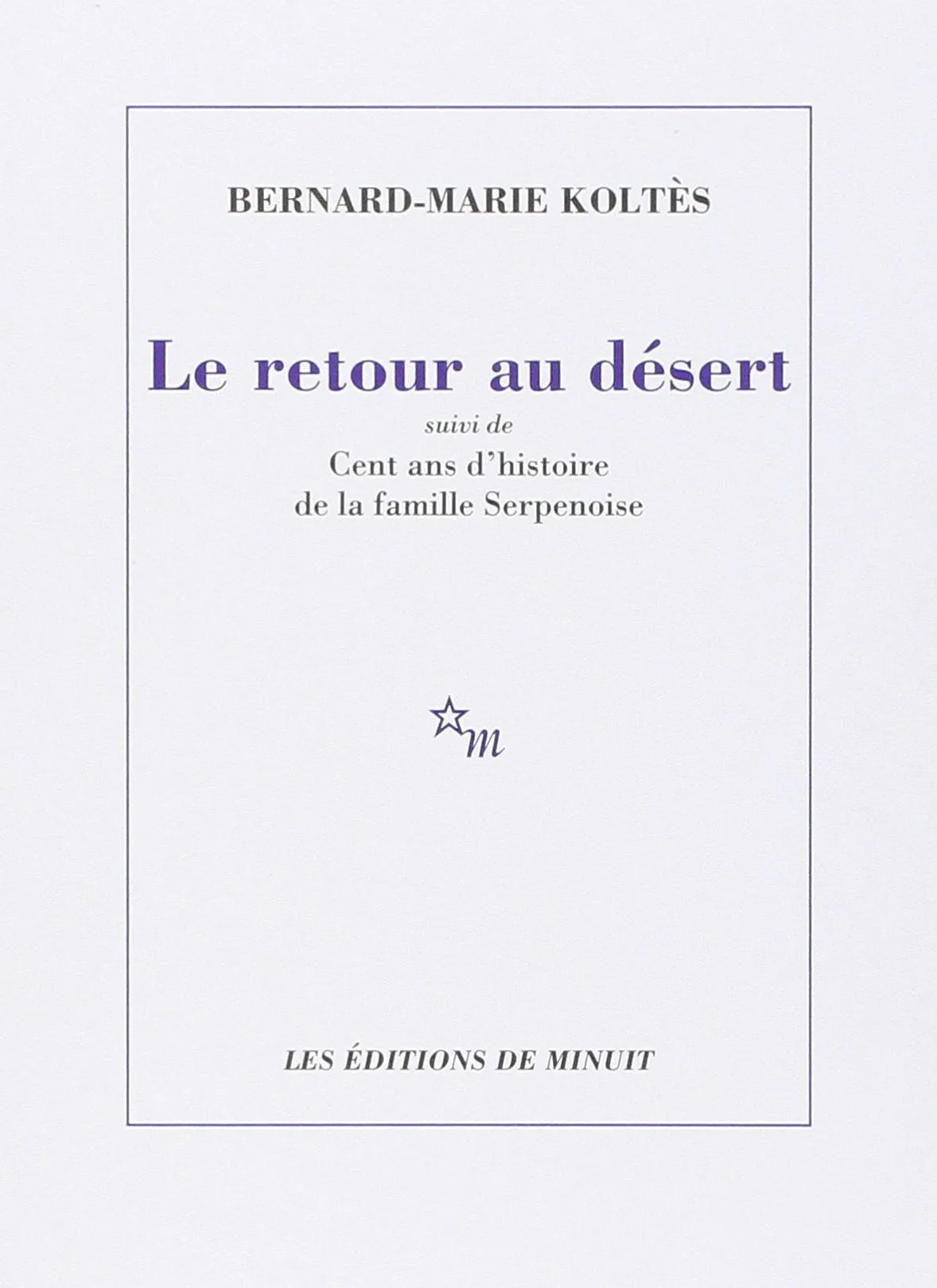 Le Retour au Desert de BM. Koltès, couverture