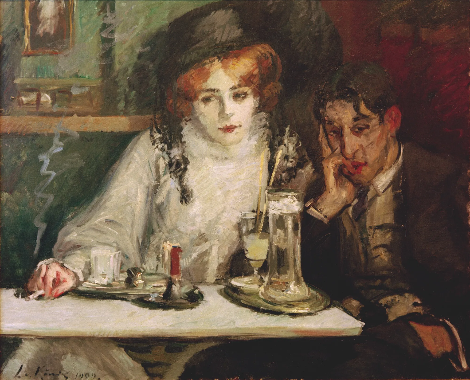 Leo von König, Bohème-Café, huile sur toile, 88× 108 cm, Collection privée, 1909.