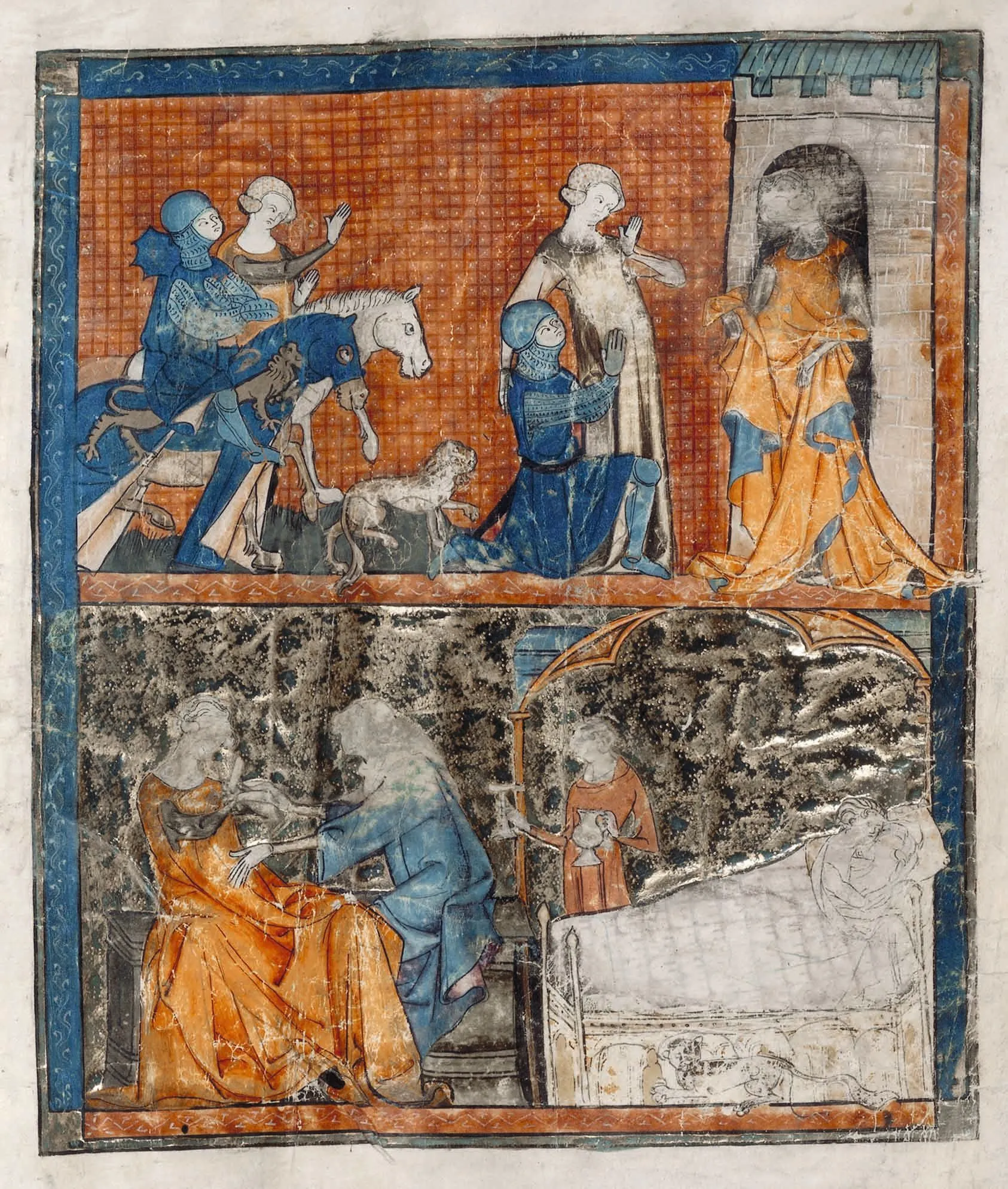 Chrétien de Troyes, Yvain ou le Chevalier au lion, 1177-1181, manuscrit copié vers 1325, BnF.