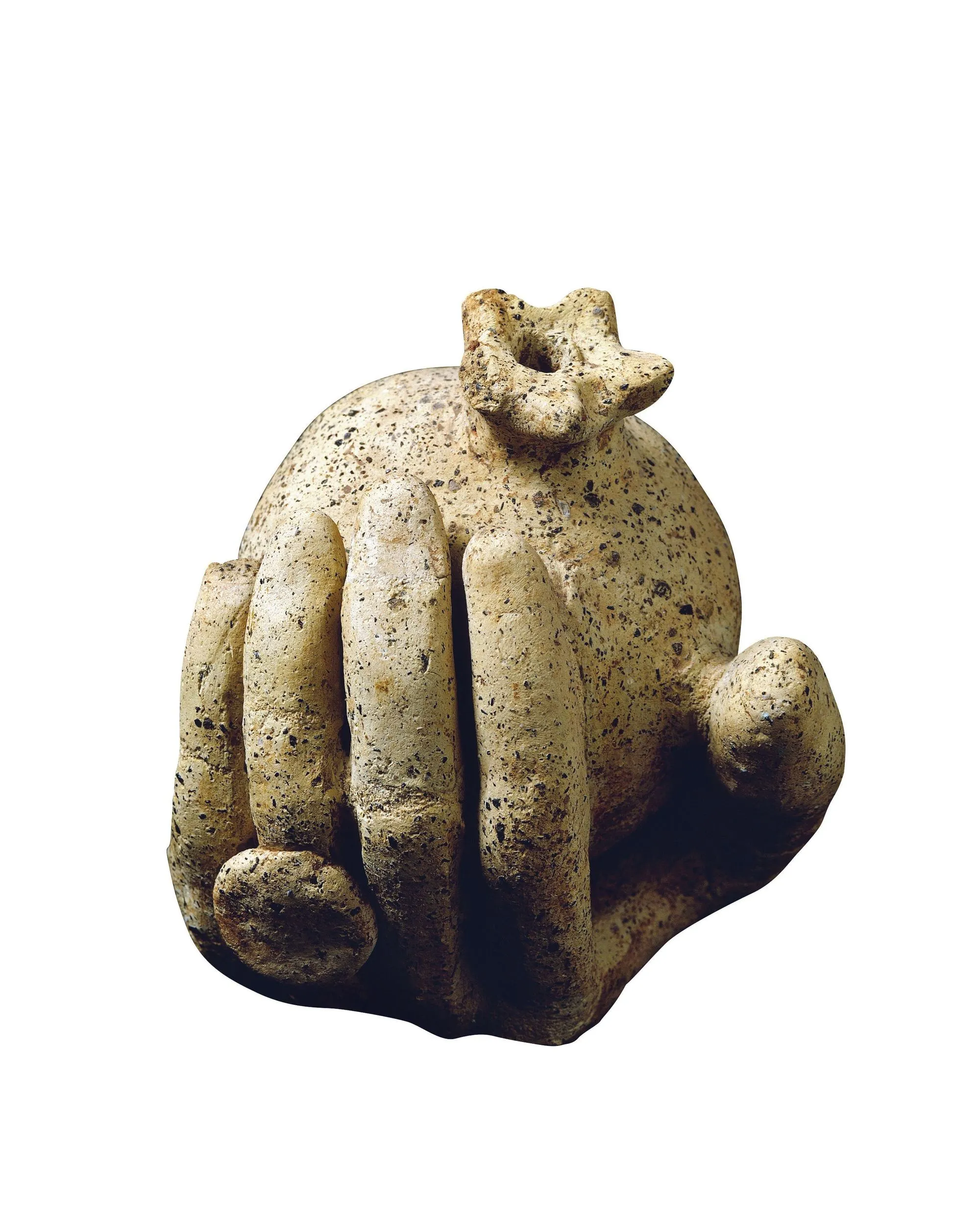 Main tenant une grenade, Ve siècle av. J.-C., sculpture en terre cuite, Pomezia, Italie.