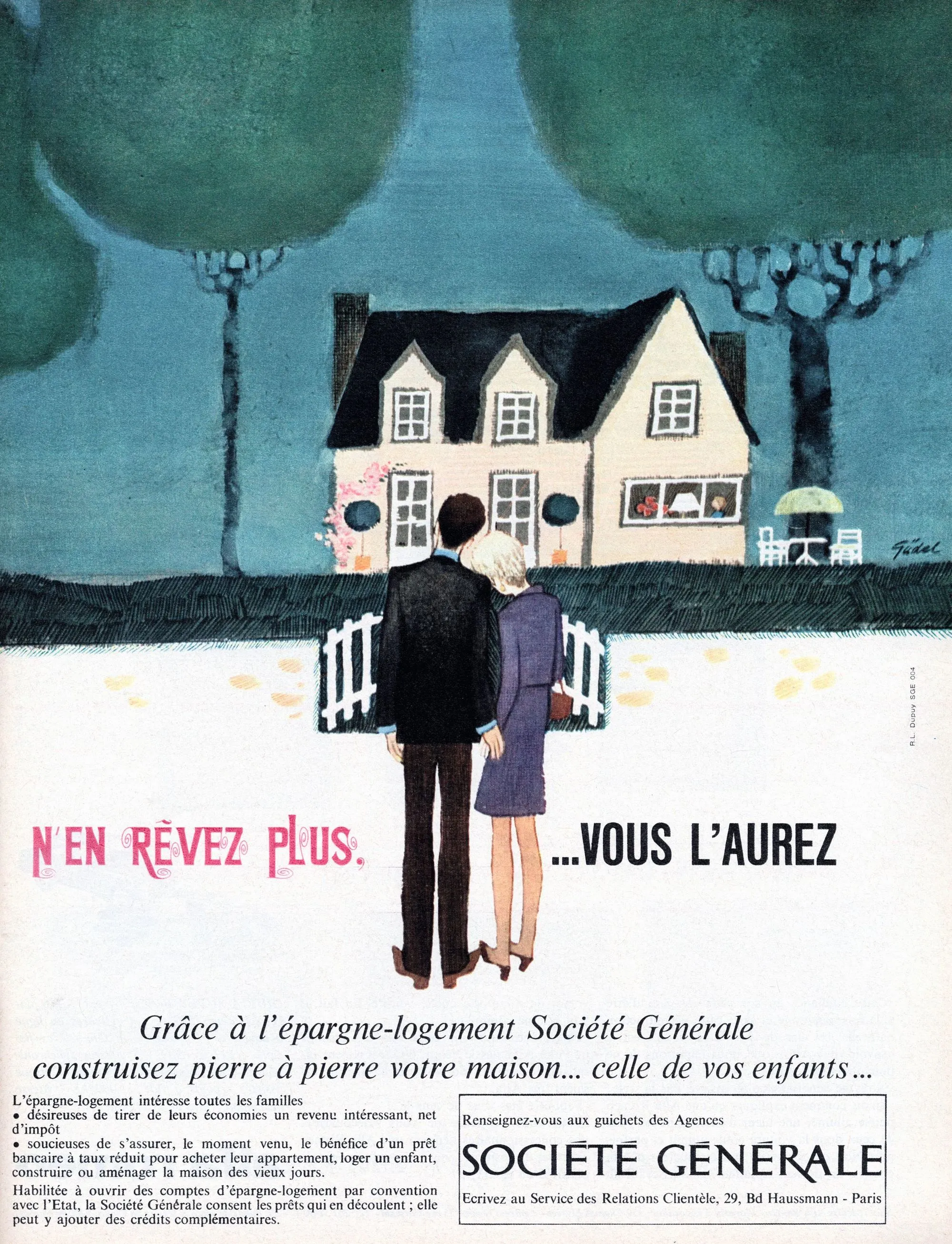 Affiche publicitaire de 1960 pour la Société Générale
