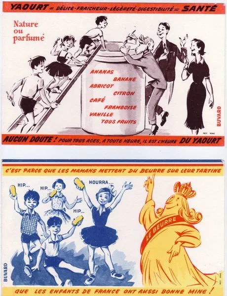 Publicité vantant les mérites des produits laitiers, vers 1950