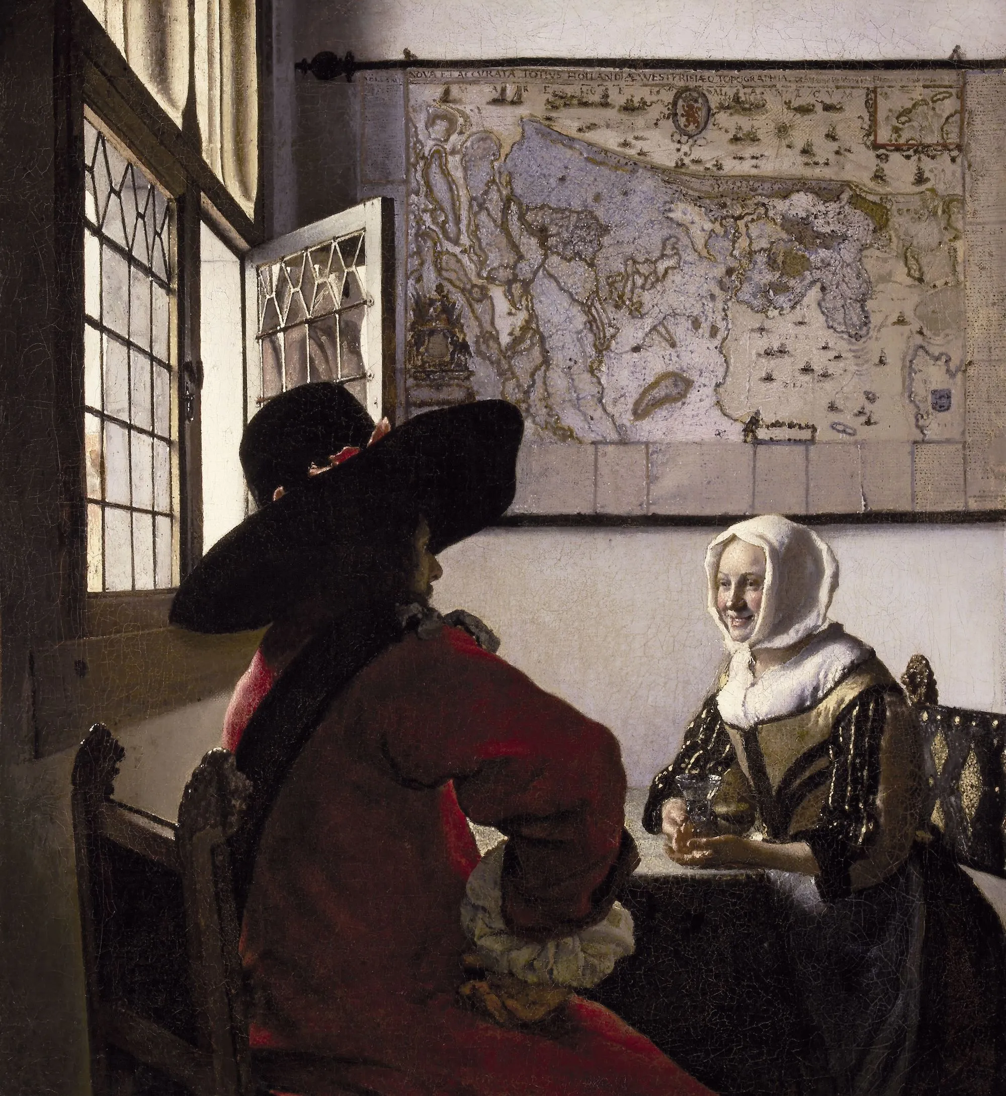 Soldat et jeune fille riant, Johannes Vermeer, vers 1657.