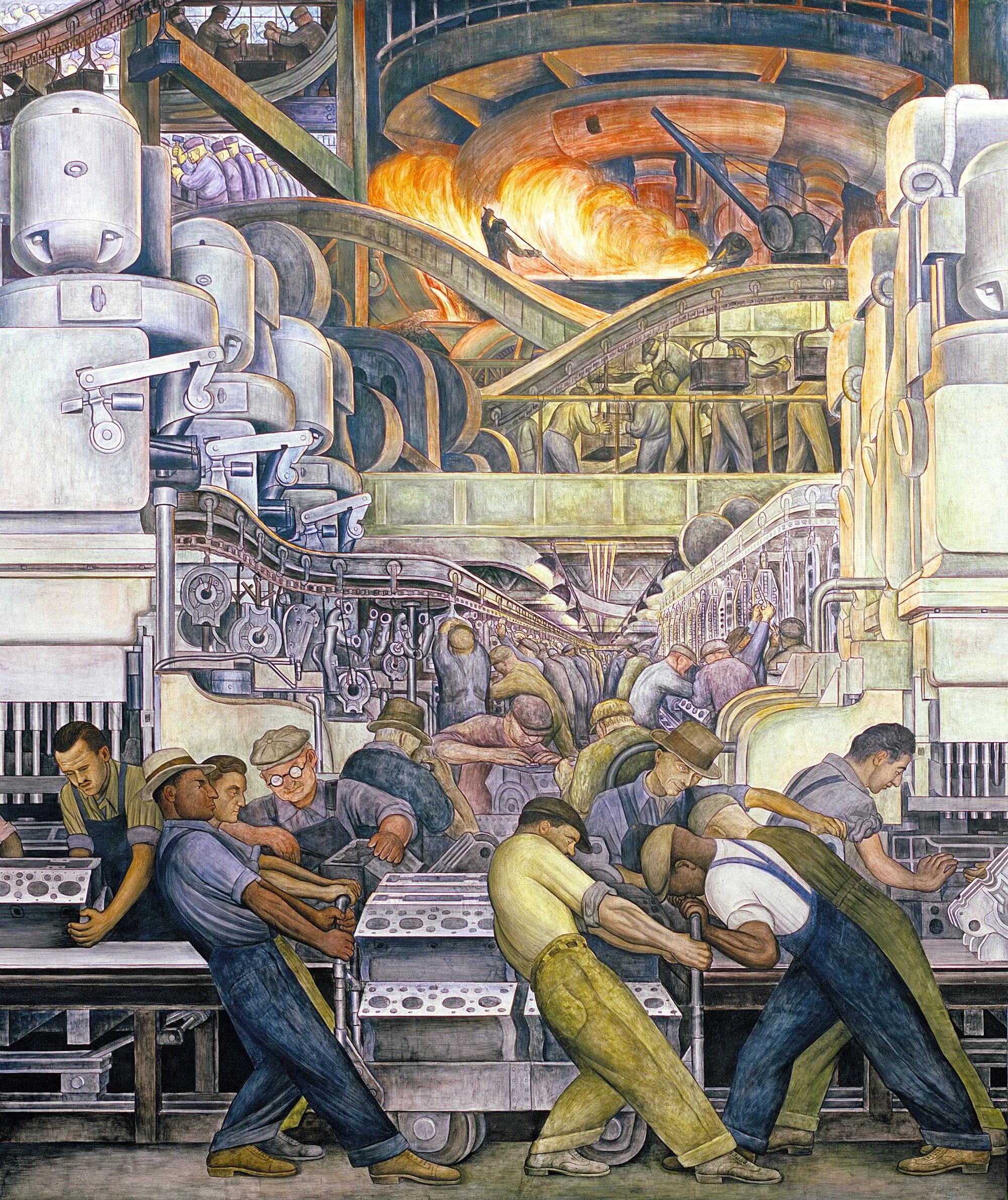 La production industrielle vue par Diego Rivera dans « L'Industrie de Détroit »