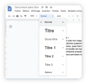 Mise en forme sur Google Docs