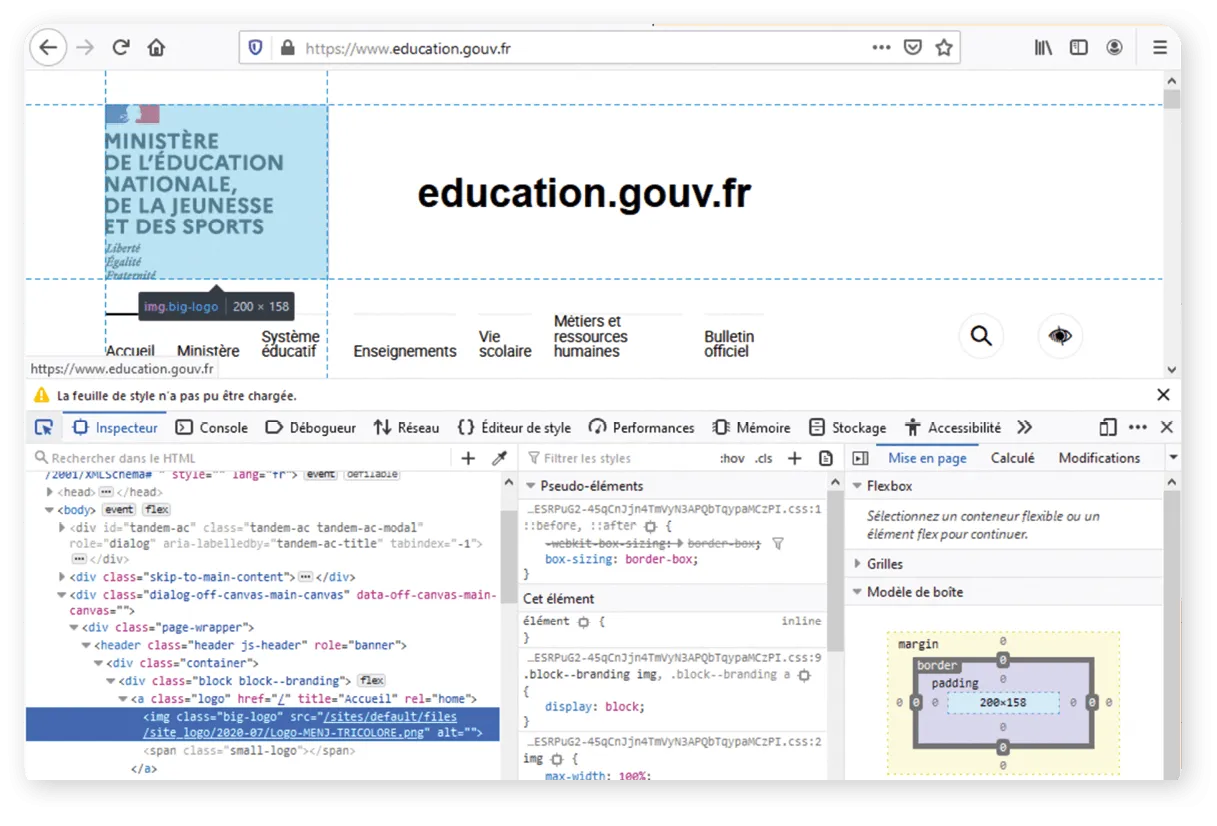 Outil d'inspection ou de développement