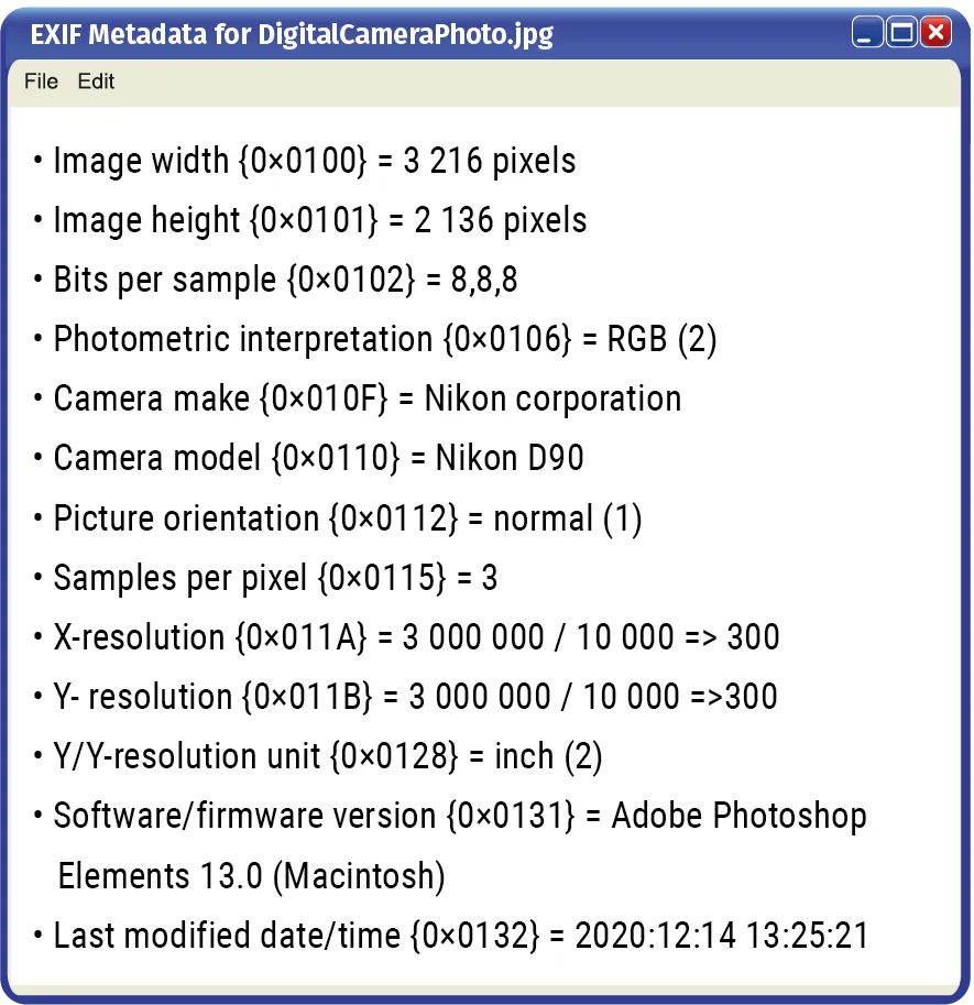 Métadonnées EXIF