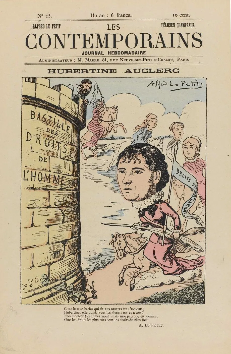 Gravure d'Alfred
Le Petit pour le journal
Les Contemporains,
vers 1881, Bibliothèque
Marguerite Durand,
Paris