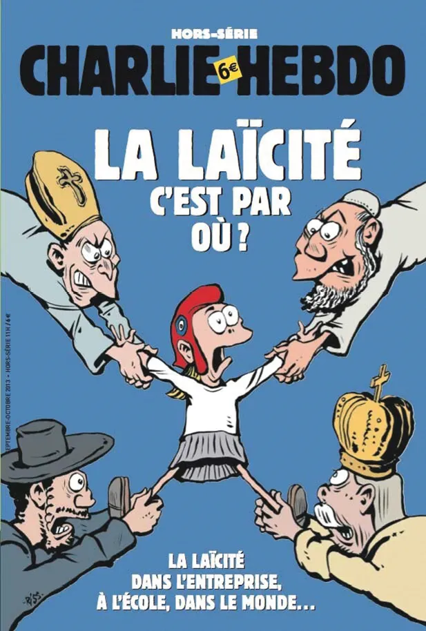 Couverture du hors-série «La Laïcité c'est par où?» de Charlie Hebdo, septembre 2013.