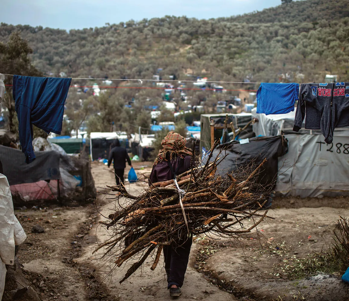 Angelos Tzortzinis, photographie d'un camp de réfugiés situé près du camp de Mória, 21 janvier 2020.