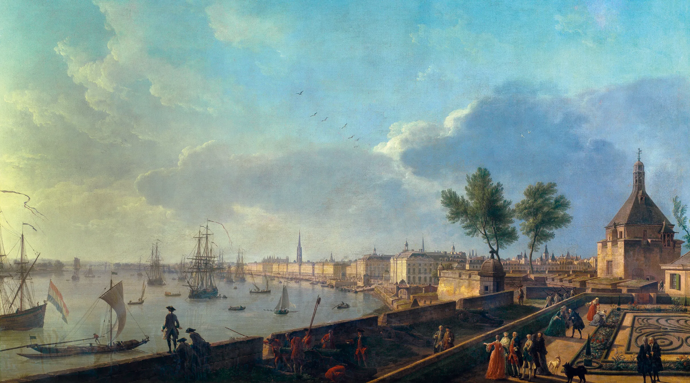 Claude-Joseph Vernet, Vue du port de Bordeaux, prise du château Trompette, 1759, huile sur toile, 165 × 263 cm, musée national de la Marine, Paris.