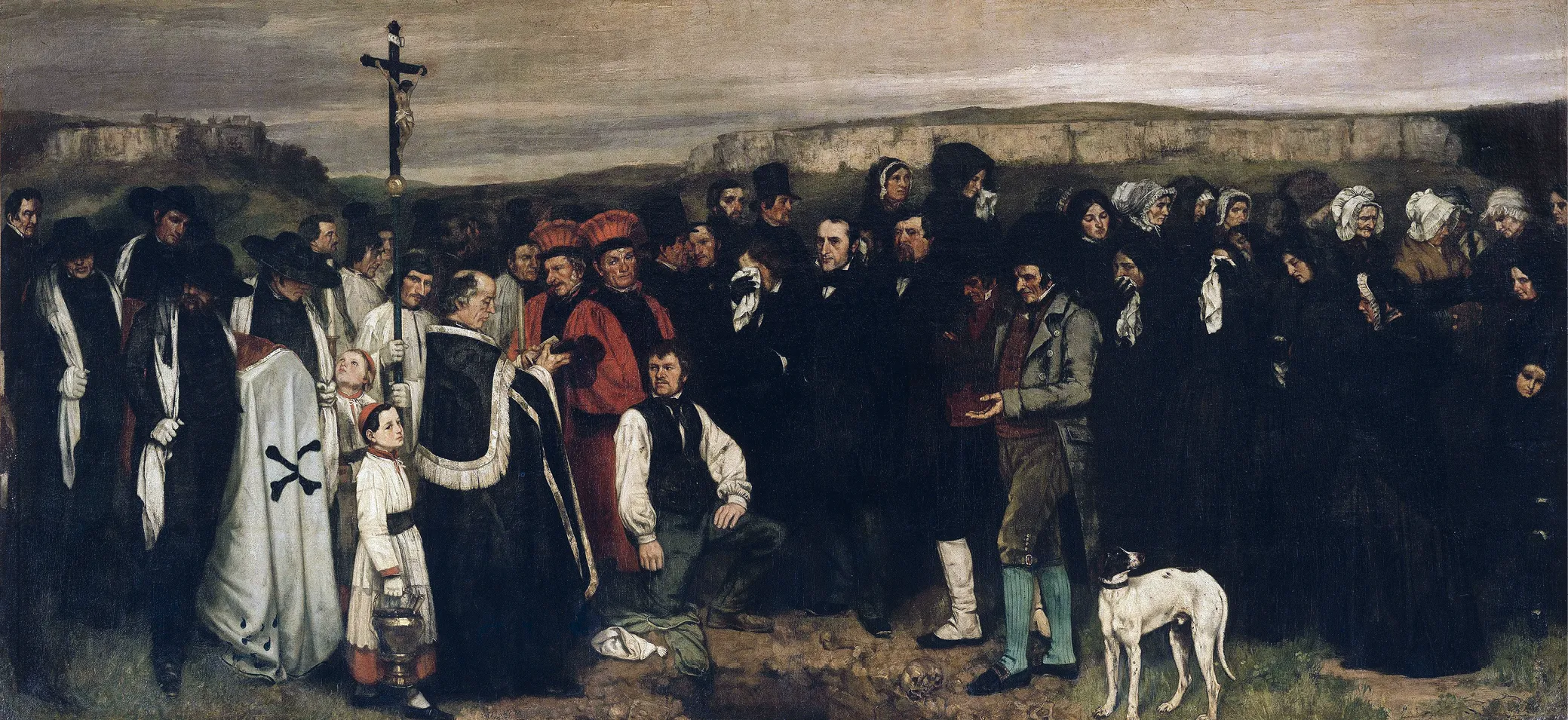 Gustave Courbet, Un enterrement à Ornans, 1849-1850, huile sur toile, 315 × 668 cm (musée d'Orsay, Paris).