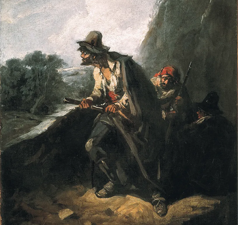  Eugenio Lucas y Padilla, Les Bandits, 1824-1870, peinture, 22,7 × 27,4 cm, musée du Prado, Madrid.