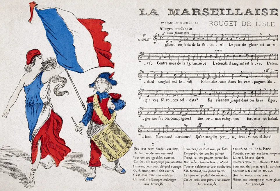 Buvard, distribué dans les écoles en 1904, avec La Marseillaise, chant