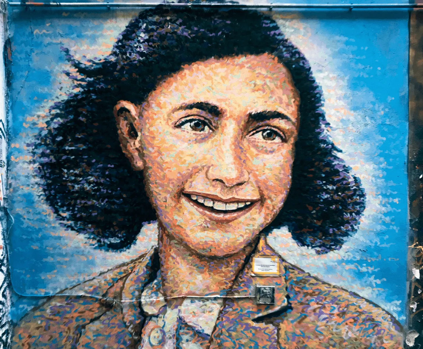 Portrait d'Anne Frank, peinture sur mur