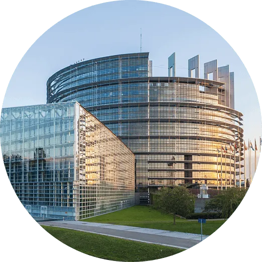 Vue extérieure du Parlement européen, Strasbourg.