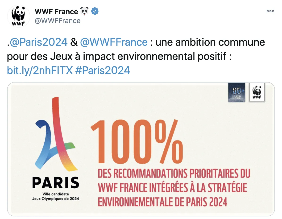 tweet Compte twitter de l'ONG WWF, 2017.