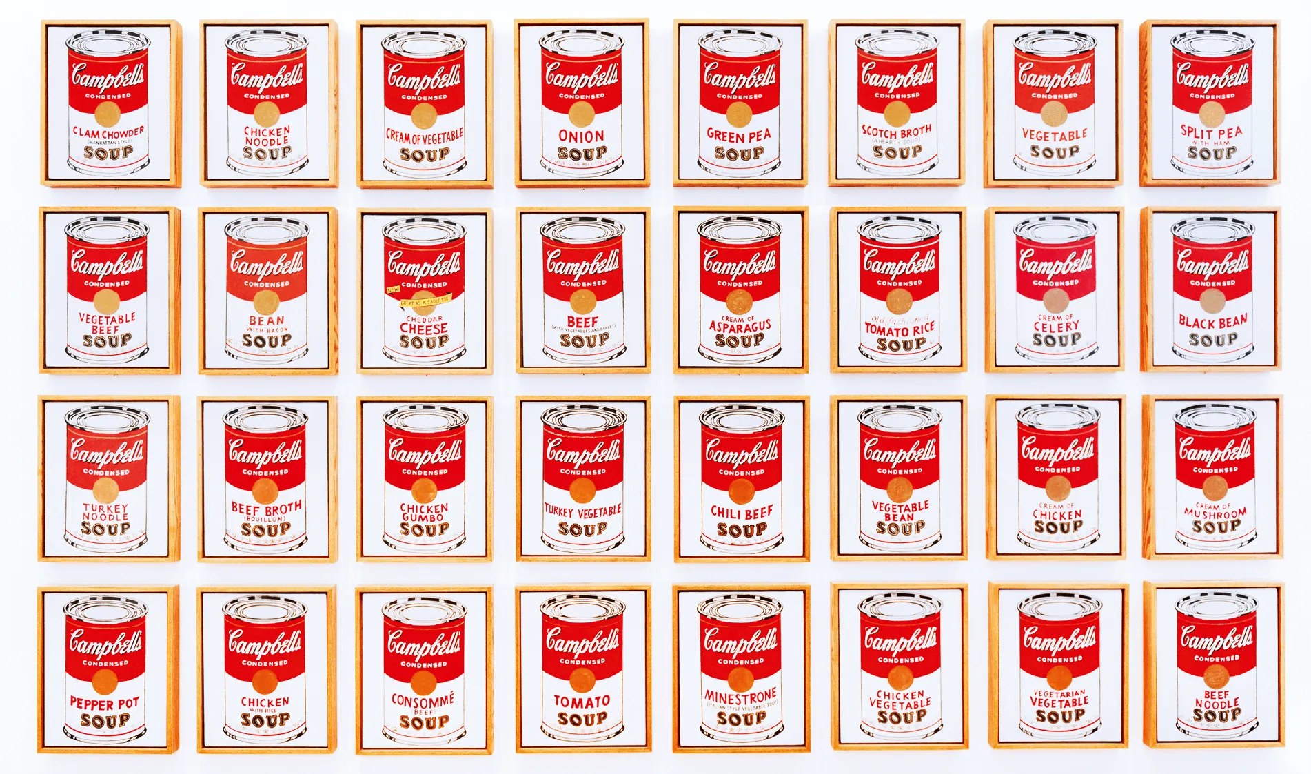 Andy Warhol, Campbell's Soup Cans
Trente-deux boîtes de soupe Campbell, 1962