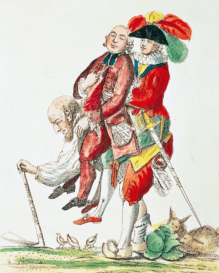 Anonyme, Il faut espérer que ce jeu-là finira bientôt : un paysan
portant un prélat et un noble, 1789
