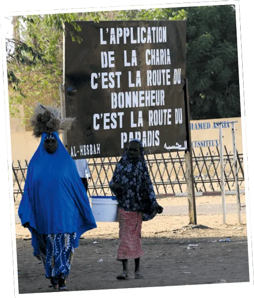 Panneau d'un groupe islamiste, à Gao au Mali, 2013.
