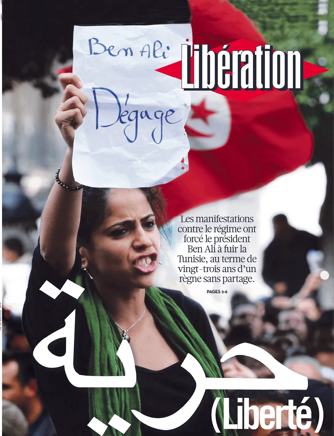 Une du journal Libération, 15 janvier 2011