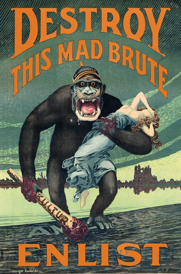 « Détruisez cette bête furieuse, engagez-vous ! », affiche américaine, 1917.