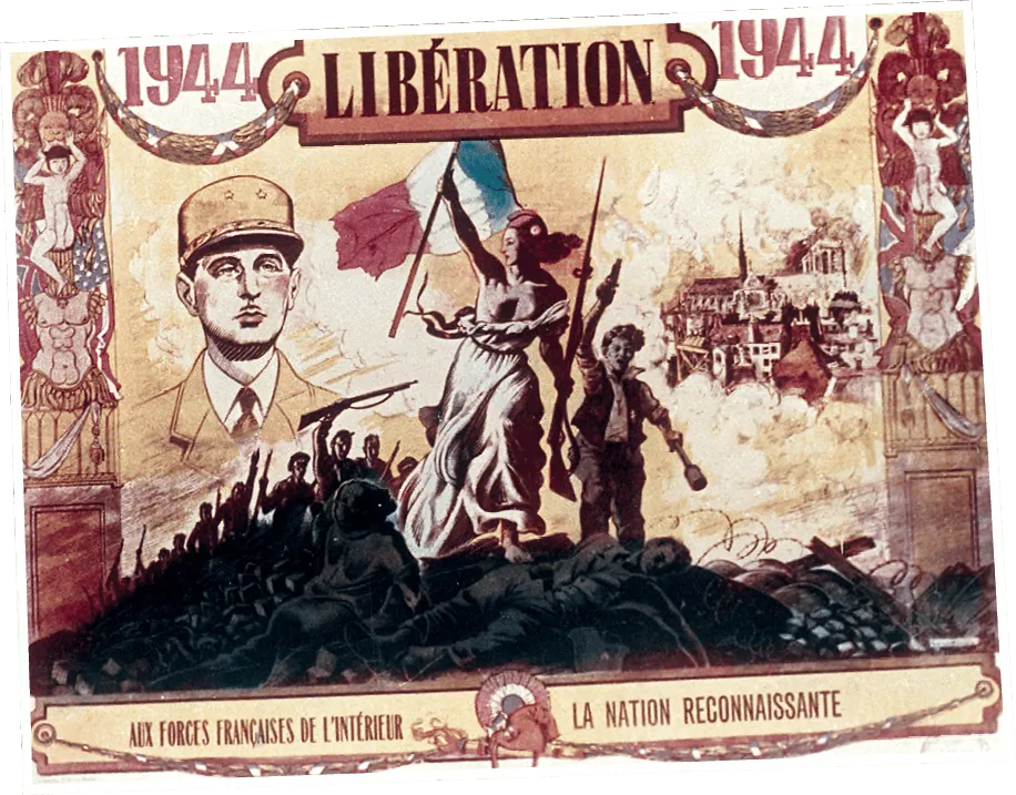 Affiche libération femme en bleu-blanc-rouge