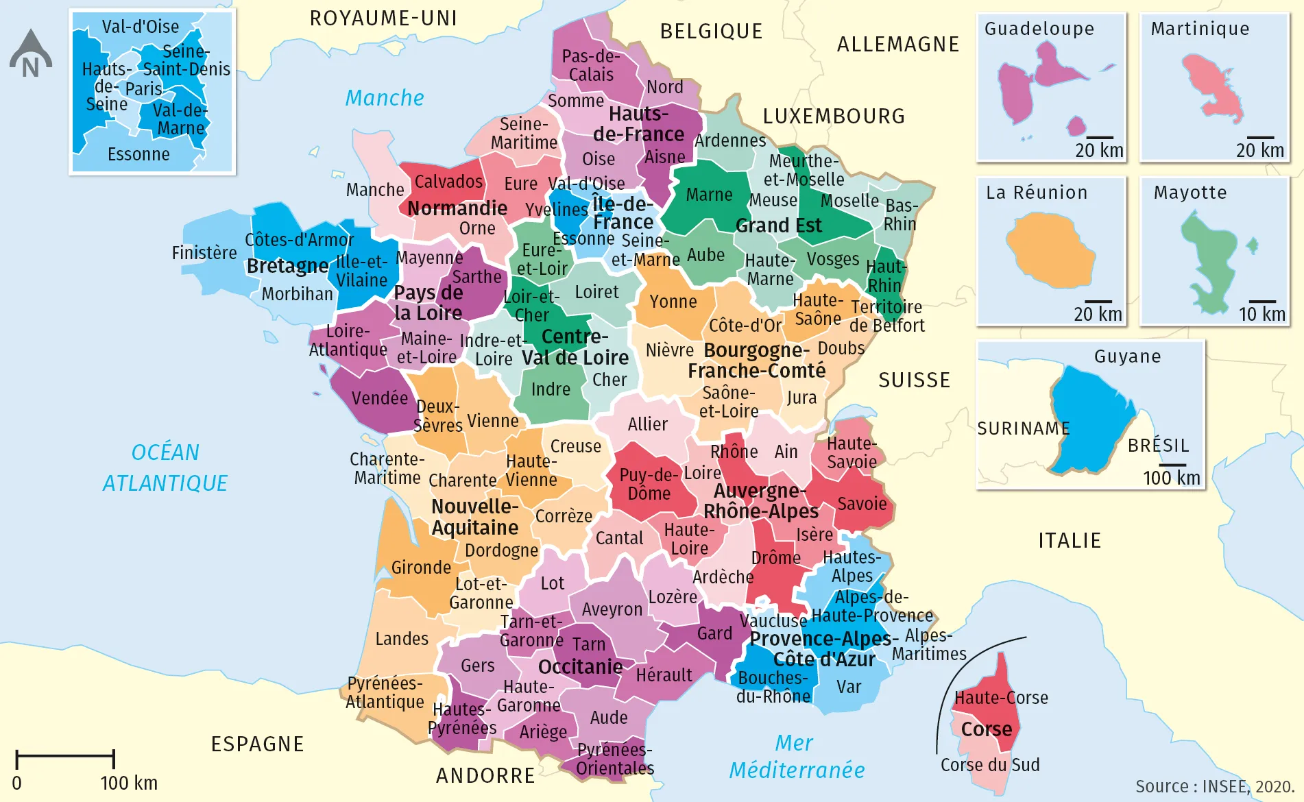 Les régions et les départements français