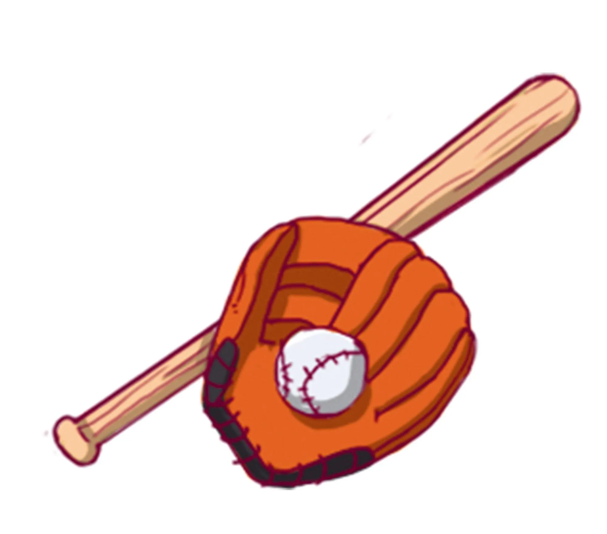 Illustration d'une batte de baseball, d'un gant et d'une balle de baseball.
