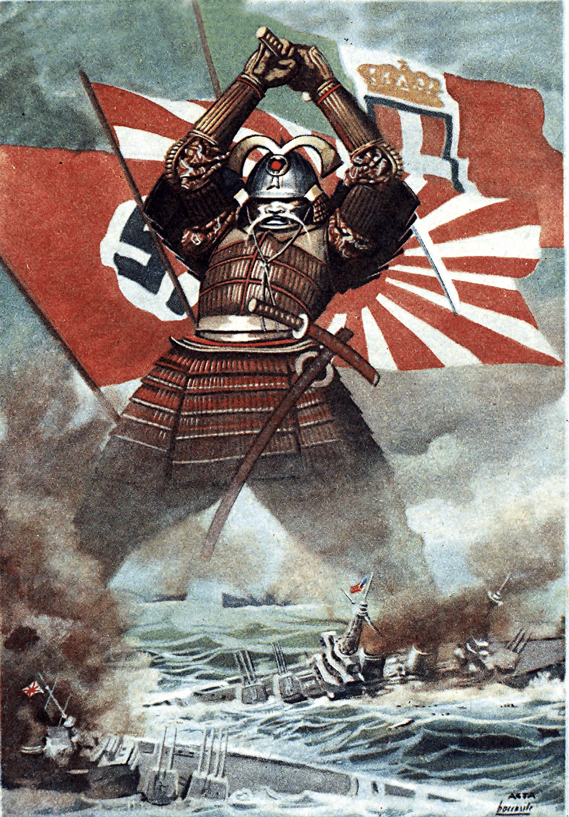 Affiche représentant l'attaque japonaise