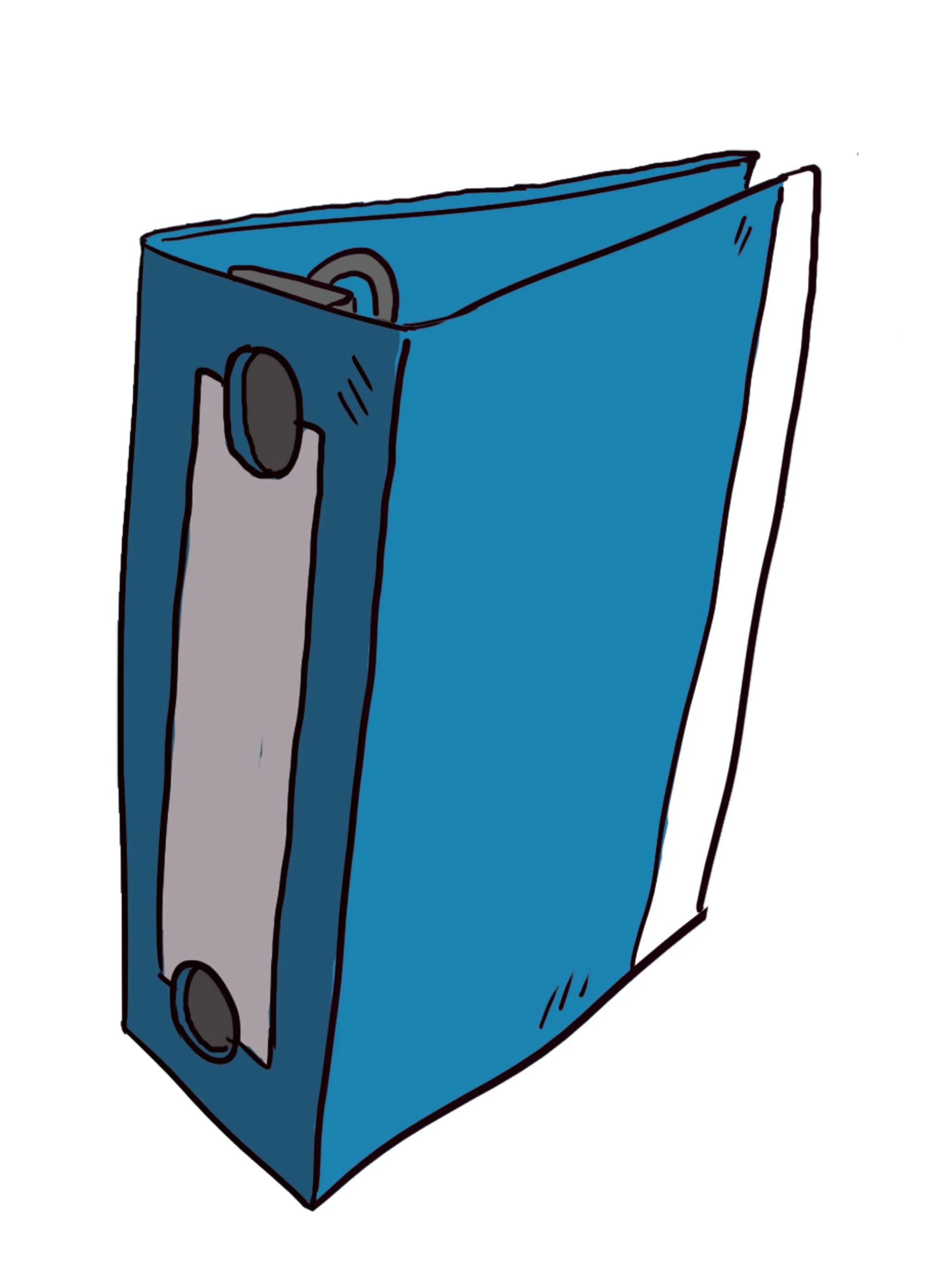 A blue ring binder