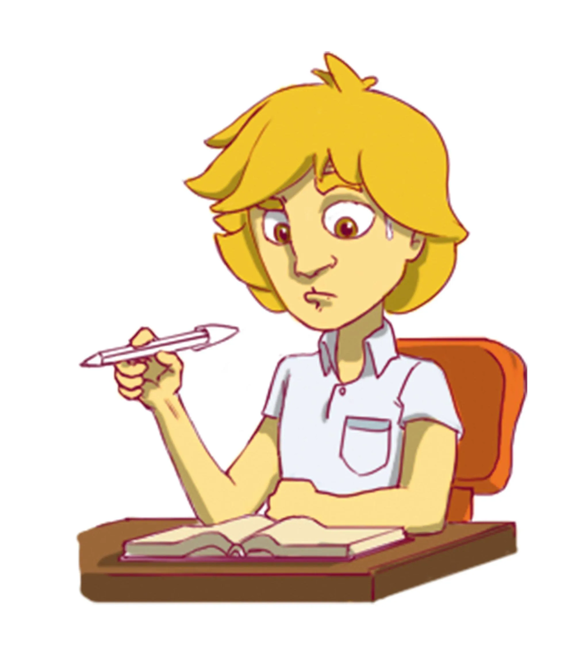 Illustration d'un garçon qui étudie.
