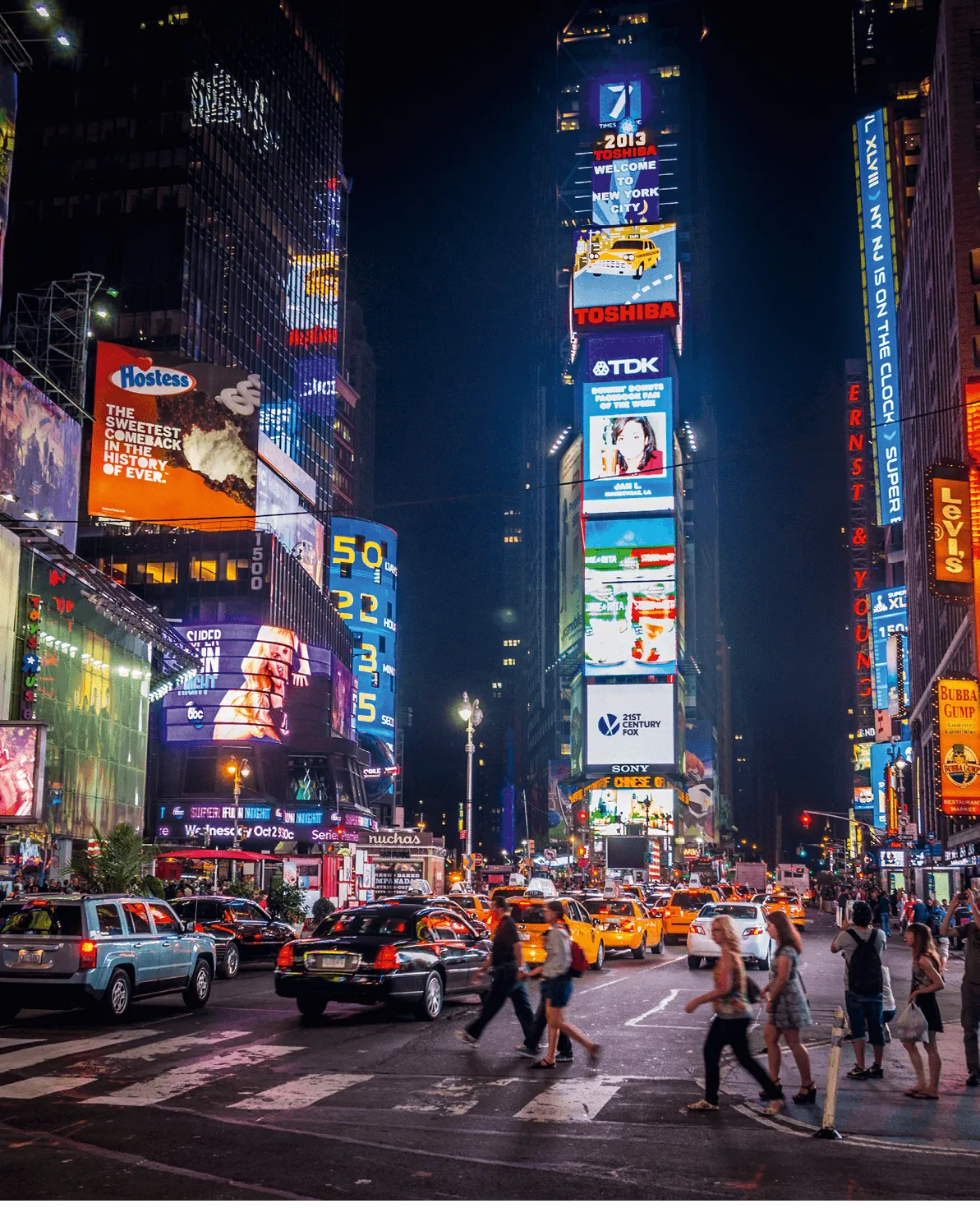 Photographie de nuit de Times Square, 2013