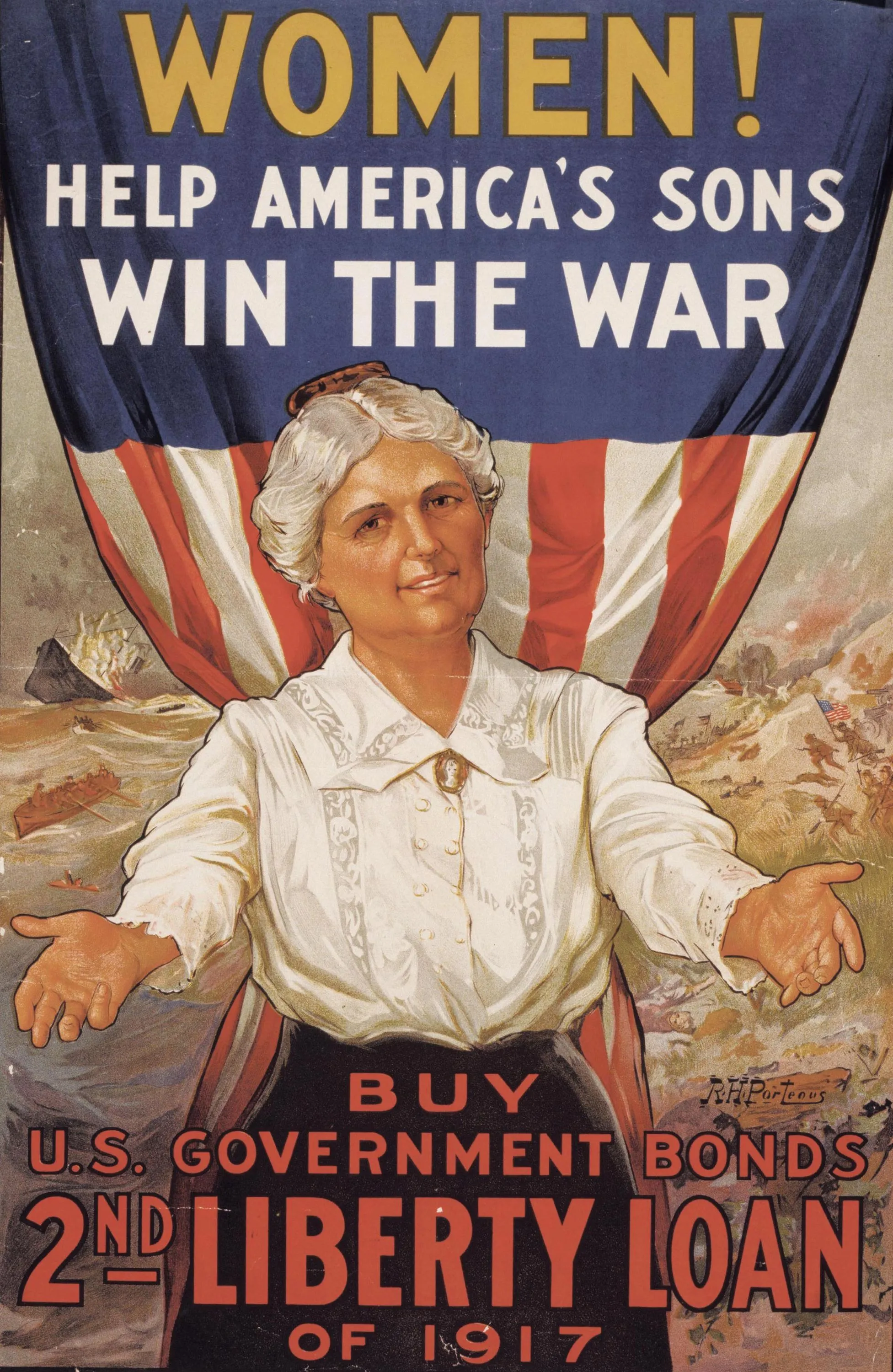Affiche incitant au prêt d'argent (« Achetez les bons du 2ᵉ prêt de la Liberté »), États- Unis, 1917.