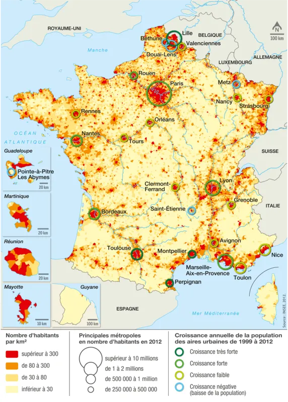 Carte de la population urbaine en France : répartition et dynamiques