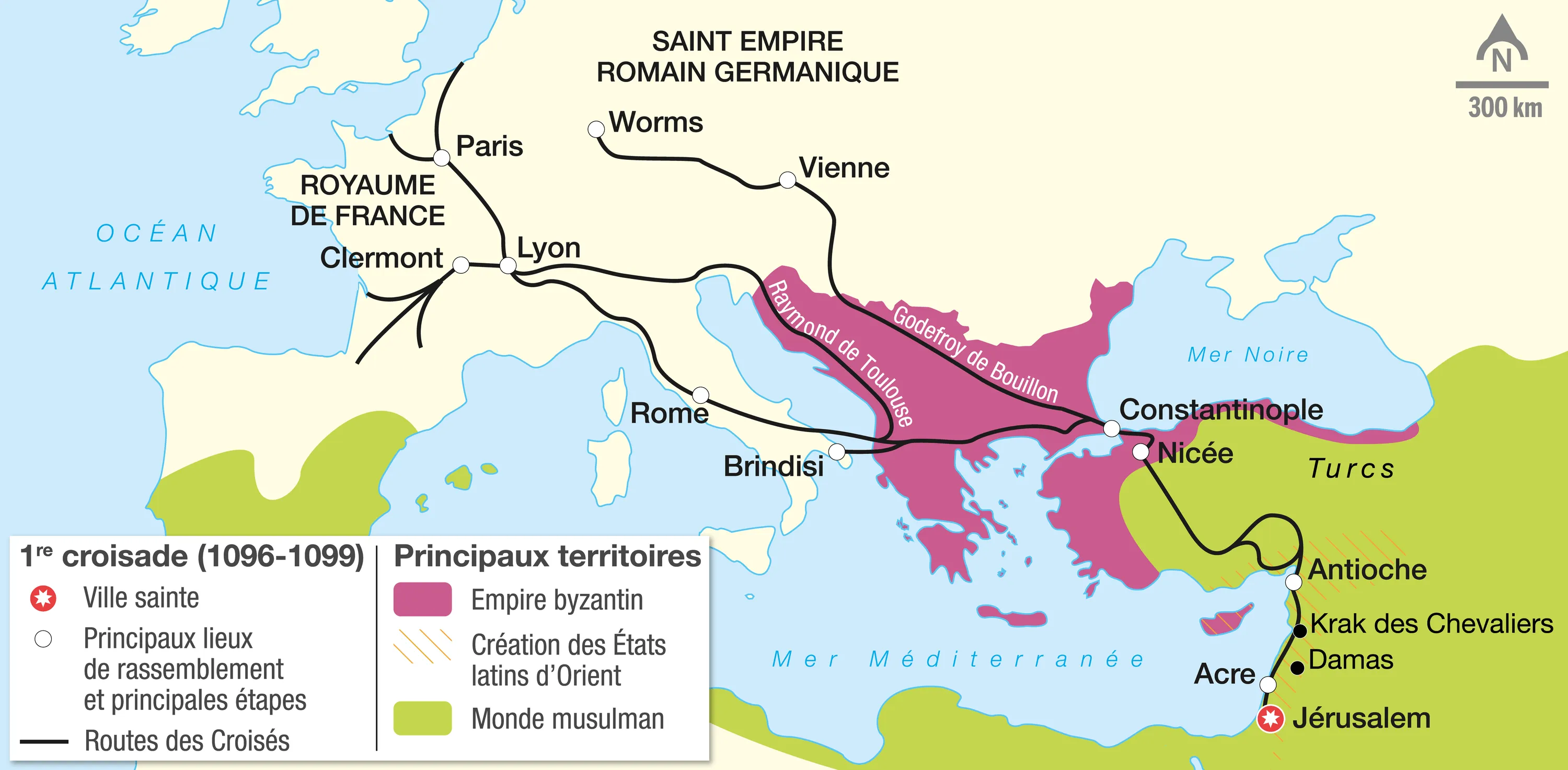 Le parcours de la première croisade (1096-1099)
