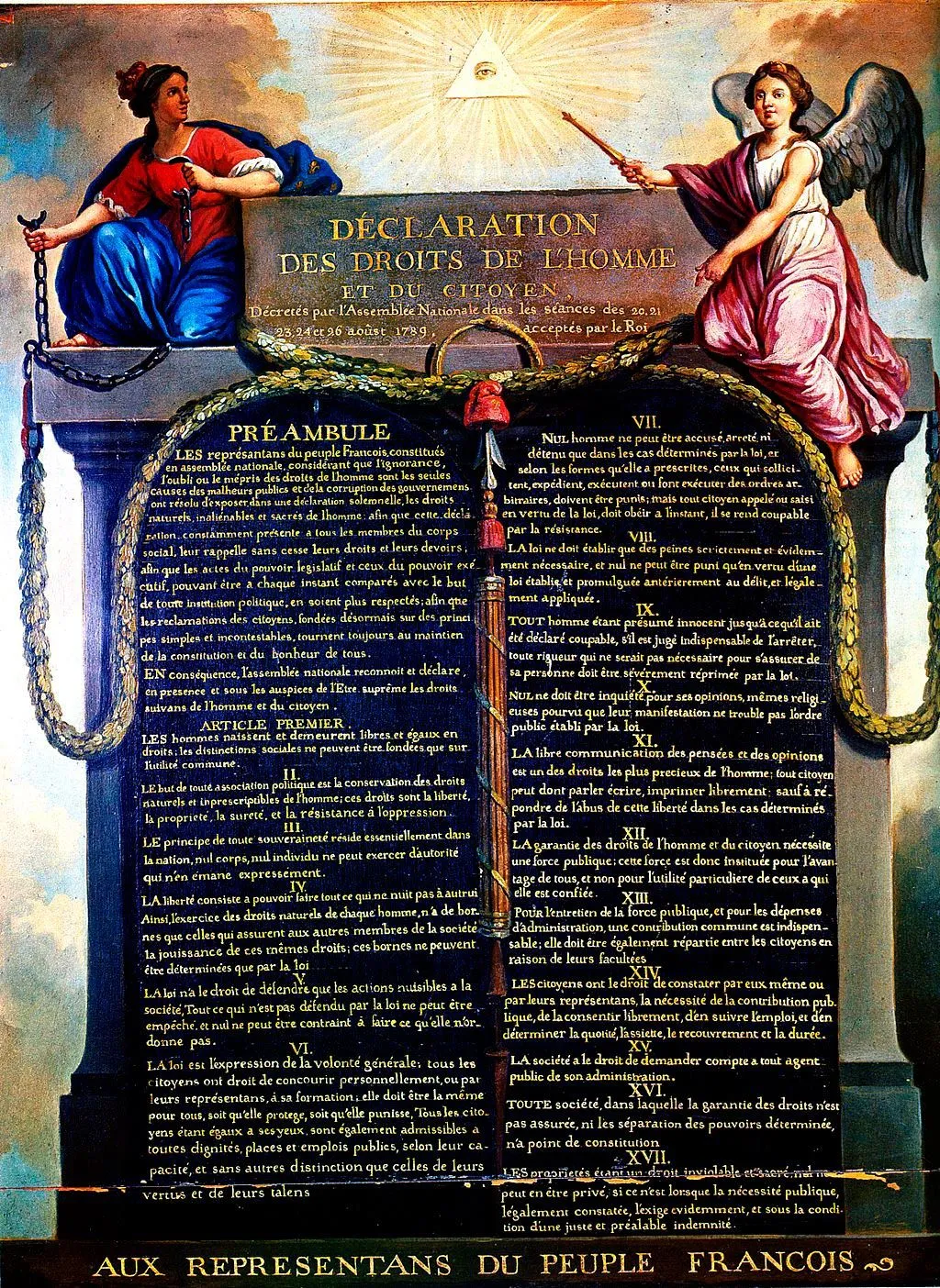 Jean-Jacques-François Le Barbier, Déclaration des droits de l'homme et du citoyen, 1791, huile sur toile, 71 x 56 cm (Musée Carnavalet, Paris).