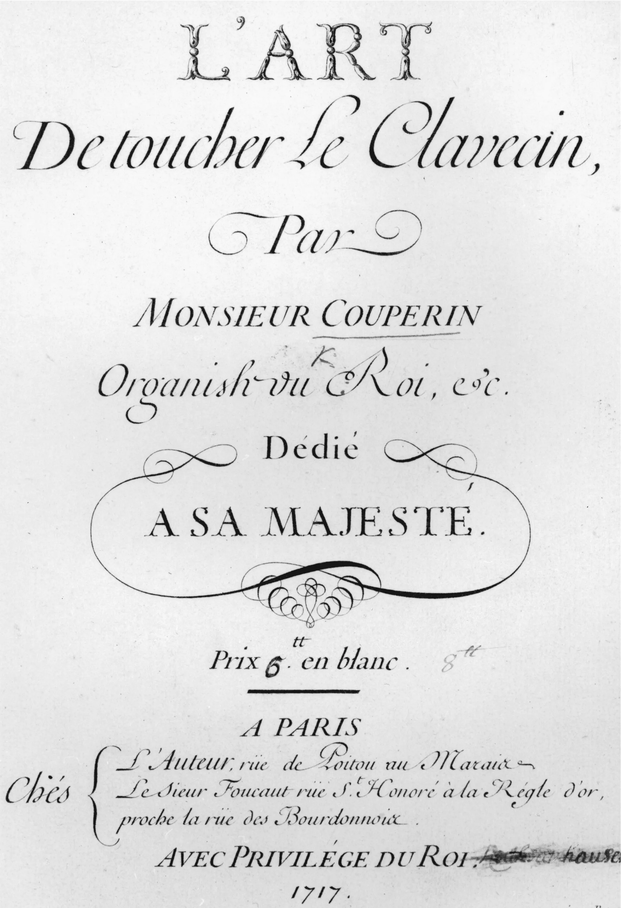 François Couperin (1668-1733), L'Art de toucher le clavecin,
1717
