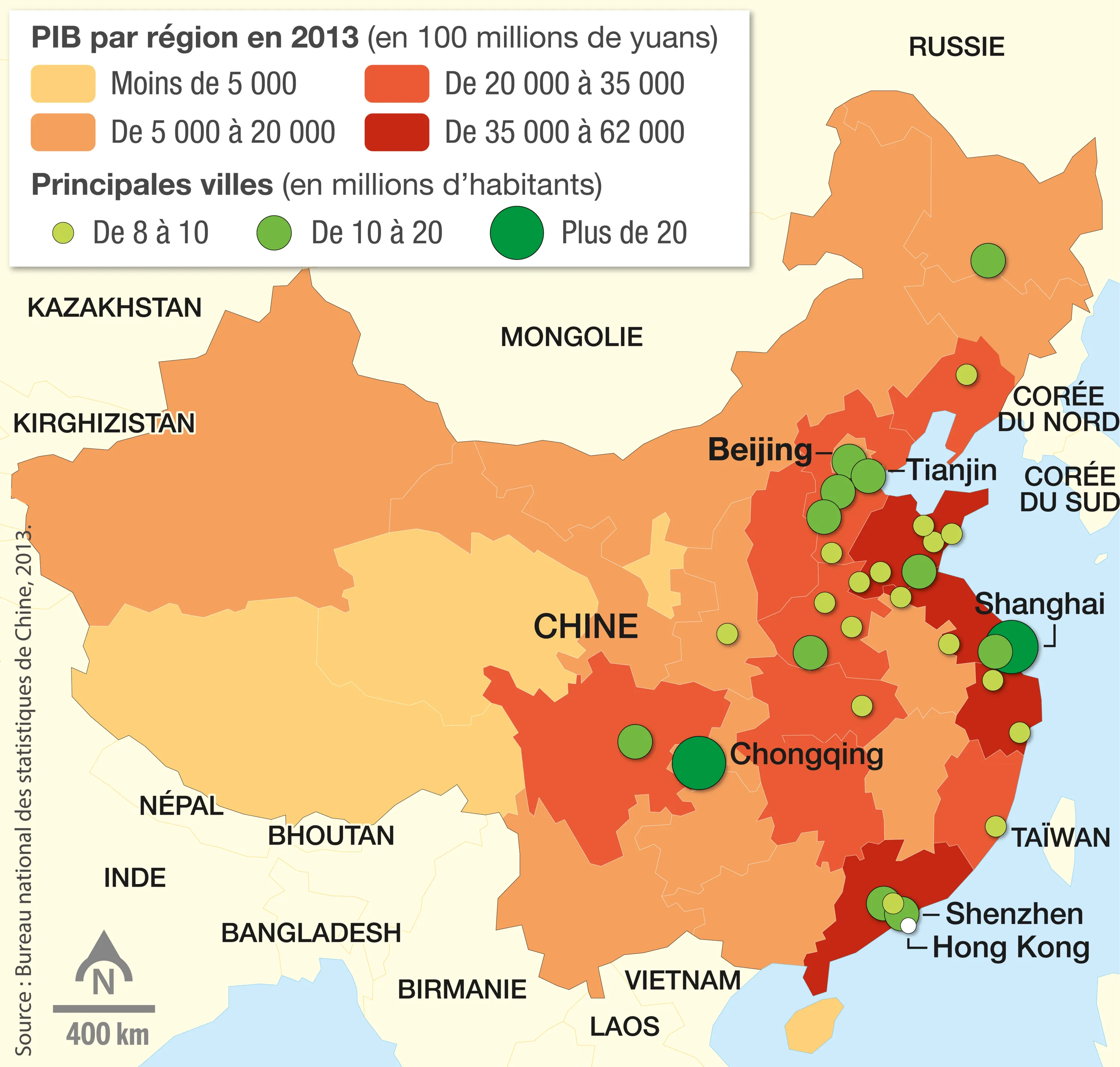Carte sur les inégalités de développement en Chine