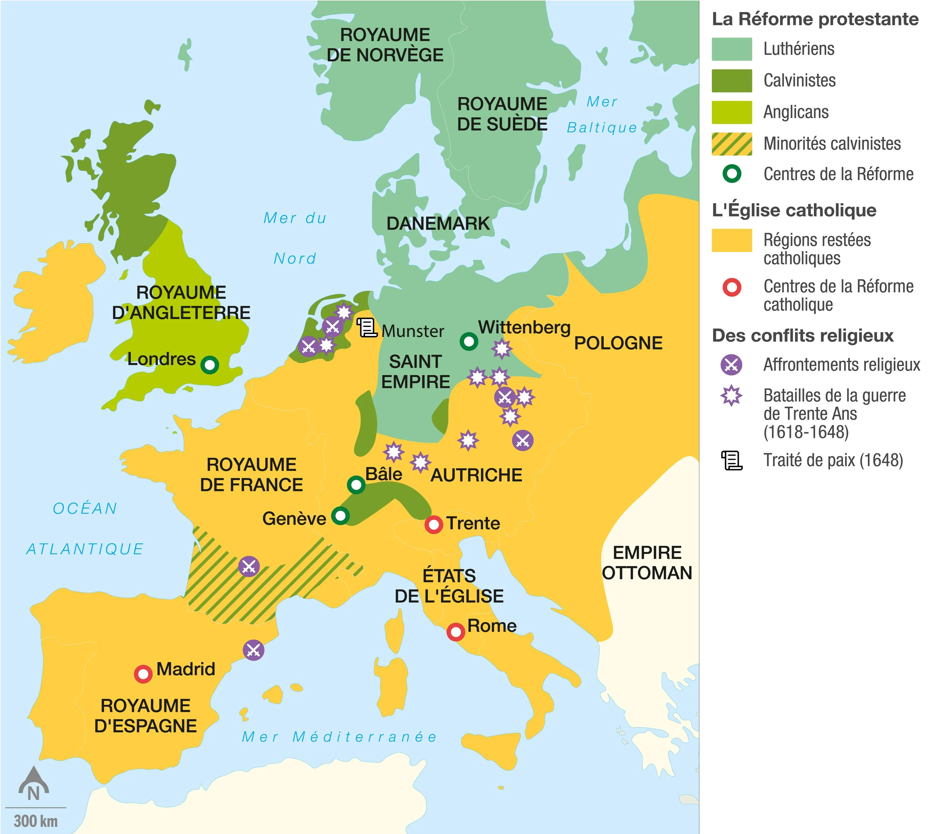 Les divisions religieuses en Europe en 1648