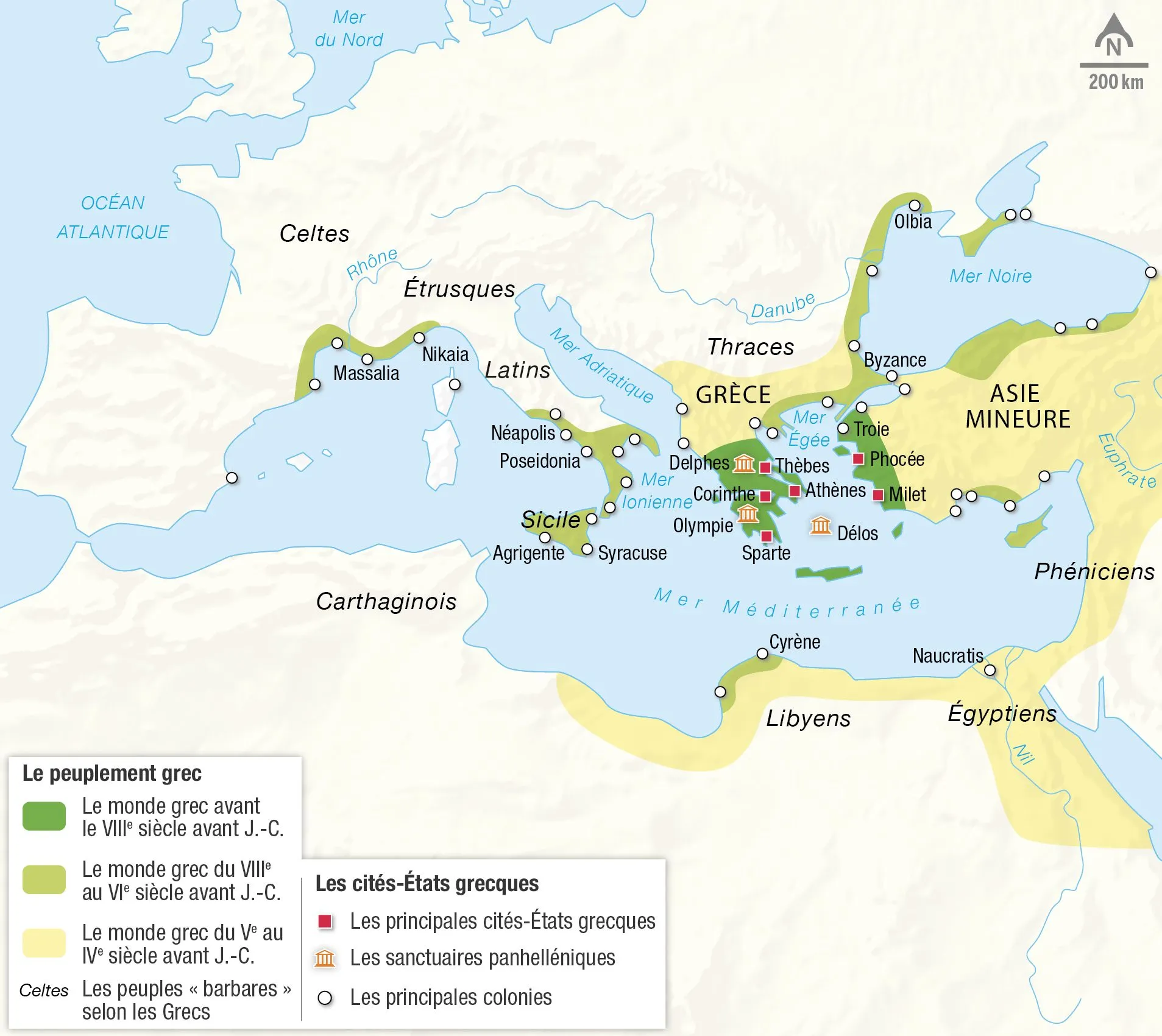 Doc. 2 La Méditerranée et le monde grec au Ier millénaire avant J.-C.