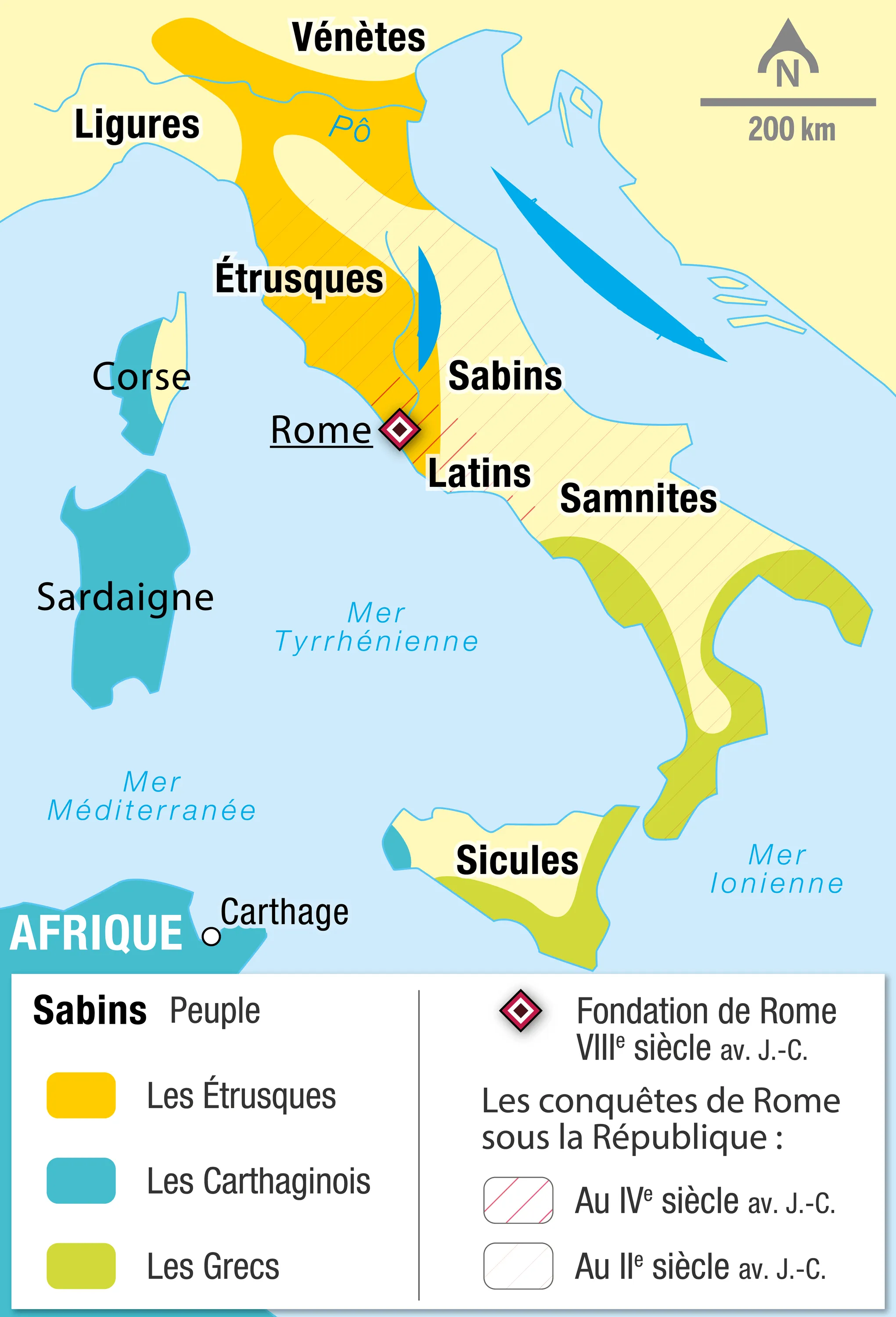 Carte de la péninsule italienne