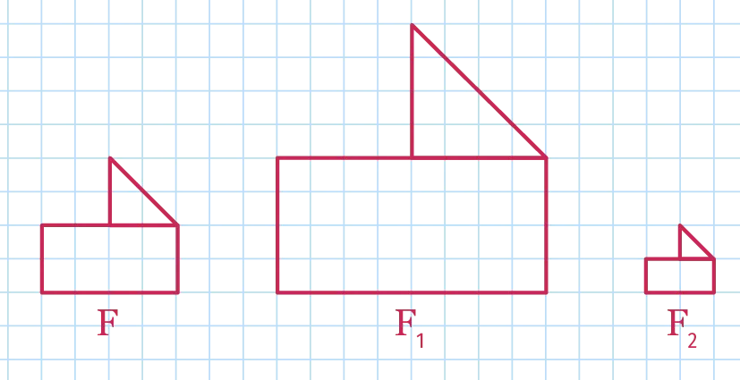 figures F, F1 et F2 elles ressemblent toutes à un triangle rectangle posé sur un rectangle.