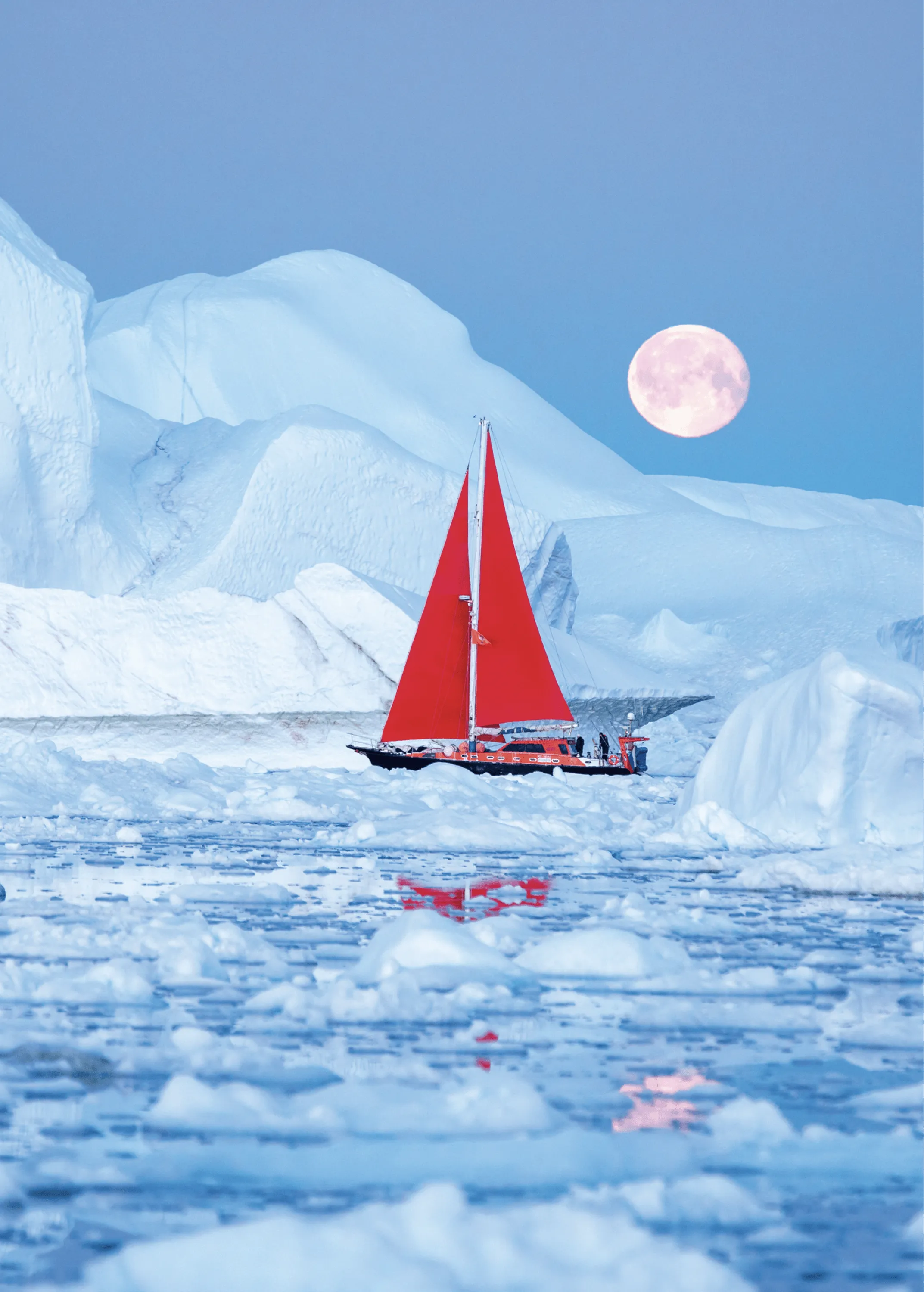 Navire au milieu d'icebergs